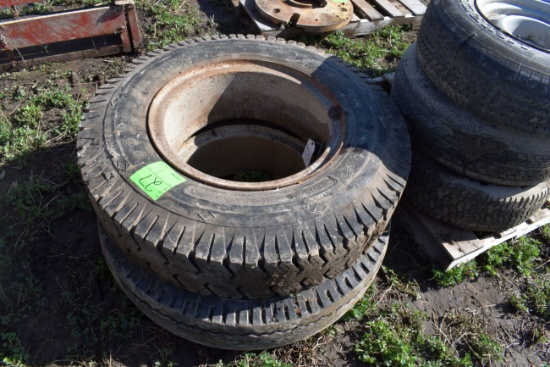 (2) 9.00-20 Truck Tires With Rims, Selling AS One Money