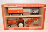 Ertl Allis Chalmers Farm Set With Deluxe Farm, One Ninety Tractor, 4 Bottom Plow, Barge Wagon, Cow A