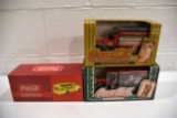 First Gear 1951 Ford Bottlers Truck 1/34th Scale Limited Collectors Edition With Box, (2) Ertl Coca