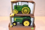 (2) Ertl John Deere D And 820 Tractors With Boxes, 1/16th Scale