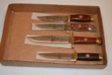 (4) Collector Knives With Wyatt Earp, Joshua L. Chamberlian, Jim Bridger, Ulysses S. Grant, Civil Wa