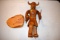 Wooden Hand Carved White Buffalo Kachina Doll With Wooden Stand, 23'' Tall