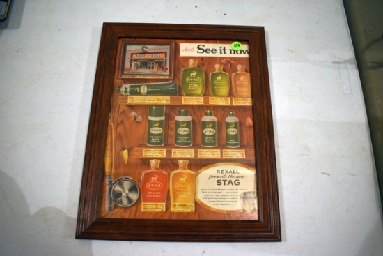 Stag Lotion Advertisment In Frame, 9''x12''