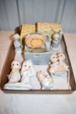 (2) Precious Moments Ornaments, Precious Moments Snow Globe, (3) Porcelain Jonathan David Figurines