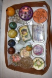 Assortment of Glass Paper Weights and Glass Holders