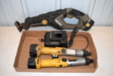 Rockwell Cordless Sawzall 18 Volt Works No Battery, 2 Dewalt 7.2 Volt Cordless Screwdrivers, 2 Batte