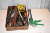 Tape Measure, Primeier 9 Inch Caulk Gun, Hammers, Channel Locks, Dremmel Tool
