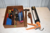 Caulk Gun, Pipe Wrench, Reemer