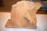 Hand Carved Horse Head Made Out Of Wood, 24'' Wide By 20'' Tall