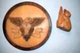 Conlon Hand Carved Eagle, Wooden Bear