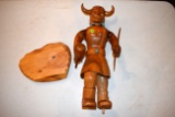 Wooden Hand Carved White Buffalo Kachina Doll With Wooden Stand, 23'' Tall