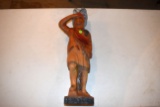 Wooden Hand Carved Native American Statue, 25'' Tall