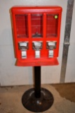 SV 3 Compartment Candy Machine On Stand, 25 Cent Machine, No Key, Pick Up Only, 16'' Wide, 43'' Tall