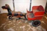 Metal Horse With 2 Wheel Driving Cart, Pick Up Only