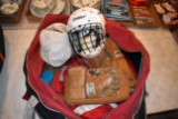 Assortment Of Hockey Gear, Cooper Helmets, Gloves, And Duffle Bag