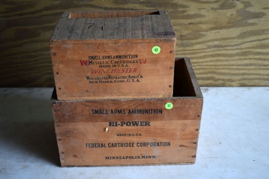 Winchester Wooden Ammunition Box And Federal Shells Wooden Ammunition Box