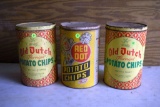 (3) Potato Chip Tins, Old Dutch And Red Dot