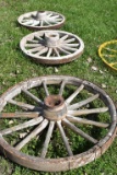 (3) Wooden Wheels With Steel Bands