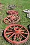 (5) Wooden Wheels With Steel Bands, Some Broken