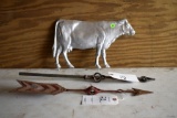 Pot Metal Cow 14.5'' Long By 9'' Tall,  With 21.5'' Vane And 19'' Vane