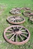 (4) 44'' Wooden Wheels With Steel Bands And Hubs