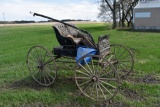 Pliesner & Larson Baldwin Wisconsin, 4 Wooden Wheeled Horse Buggy, Single Seat, With Pull