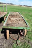 10'x39'' Wooden Wheeled Steel Banded Baggage Cart