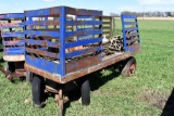 10'x42'' Pull Type Baggage Cart With Sides, Poor Floor, Rubber Tired