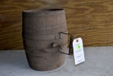 12'' Tall By 9'' Wide, Wooden Barrel With Bail Handle,