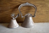 8'' Bell With Cradle, And 6'' Bell, Pot Metal