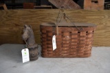 Picnic Basket 20'' Wide, Cast Iron Horse Head 13'' Tall,