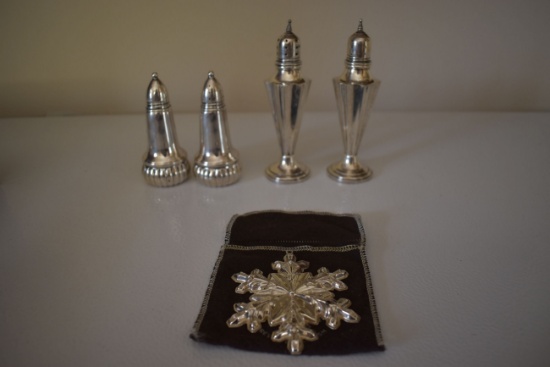 Set of Crown Sterling Shakers, Set Of Sterling Shakers, Gorham Sterling Christmas Ornament