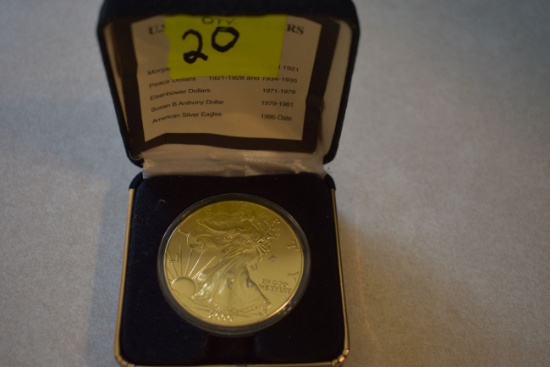 1oz Fine Silver 1 Dollar, 2000 With Case, Ungraded