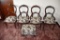 Set Of 4 Matching Walnut Settee Parlour Chairs With 1 Foot Stool