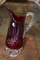 Red Cut Crystal Glass Water Pitcher