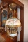 Very Ornate Hanging Kerosene Lamp, Hand Painted, With Prisms,