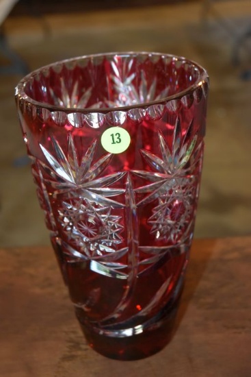 Red Cut Crystal Vase
