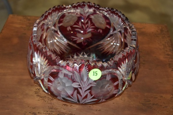 Red Cut Crystal Bowl