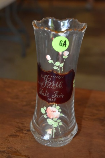 Hand Painted Vase With Josie State Fair 1918
