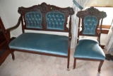 4 Piece Settee Set, Heavily Carved, Sofa, Armed Chair, And 2 Parlour Chairs
