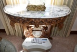 Marble Top Sofa Table, Heavy Carvings