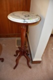 Mahogany Marble Top Stand, 36'' Tall