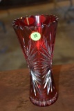 Red Cut Crystal Vase