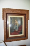 Victorian Style Lady Picture With Highly Detailed Wood Frame, 36''x42''