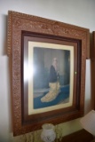 Victorian Style Lady Picture With Highly Detailed Wood Frame 36''x42''