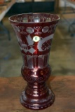 Bohemian Red Glass Vase