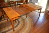 Square Oak Table, With 4 Leaves, 30''x42'', With Leaves 72''