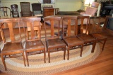 5 Matching Leather Bottom Kitchen Chairs And 1 Leather Bottom Kitchen Chair