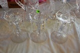(3) Clear Cut Glass Candlestick Holders With Prisms