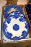 Blue Transferware Bowls And Plates